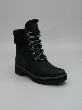 Timberland Ladies 8.5 Courmayeur Valley 6” Shearling Black WP Nubuck Ankle Boots
